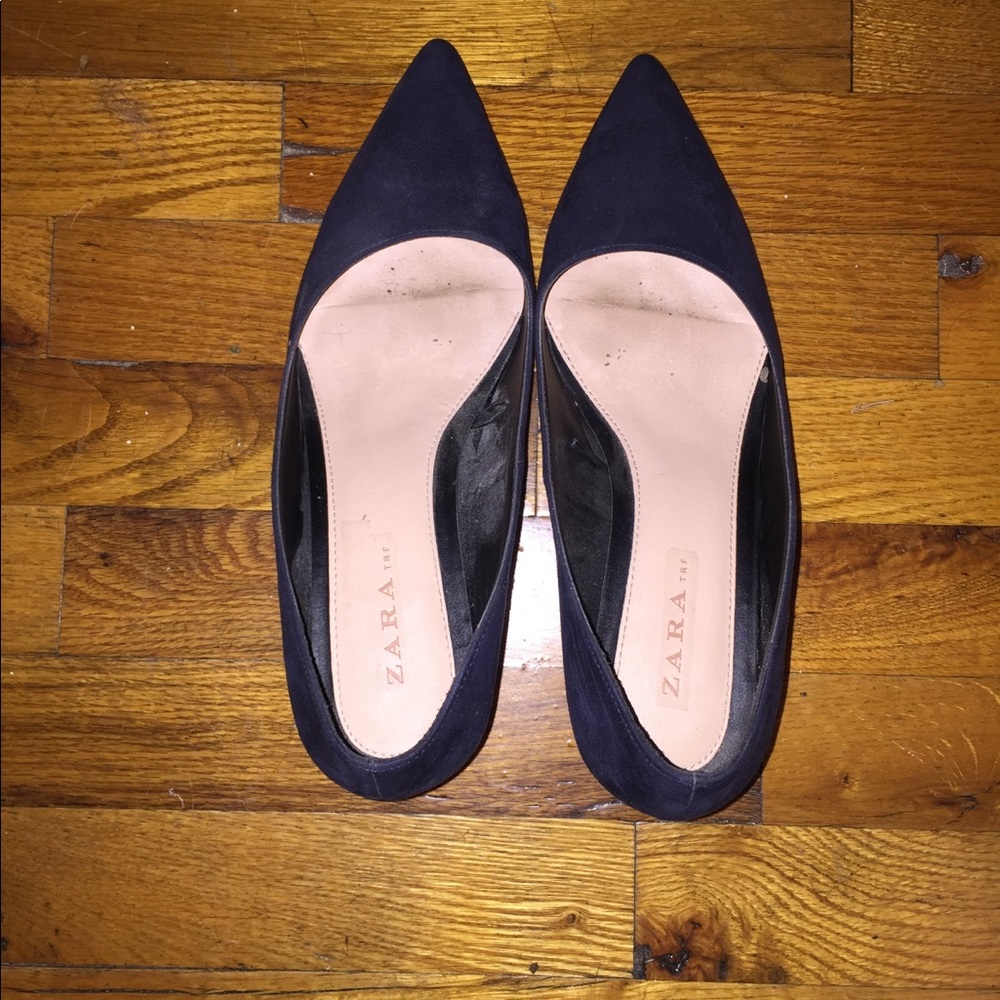 Zara navy block heels